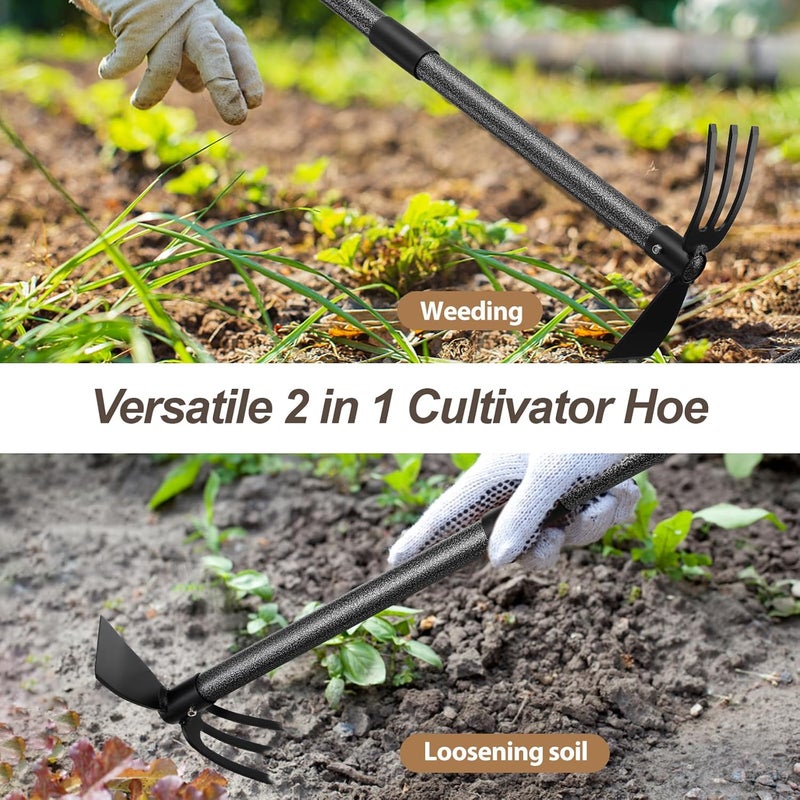 Coconut Hoe Garden Tool, 60 Inch Garden Hoe Long Handle for Weeding, Hoe Cultivator 2 in 1 Hand Garden Tools for Gardening Planting - Image 3